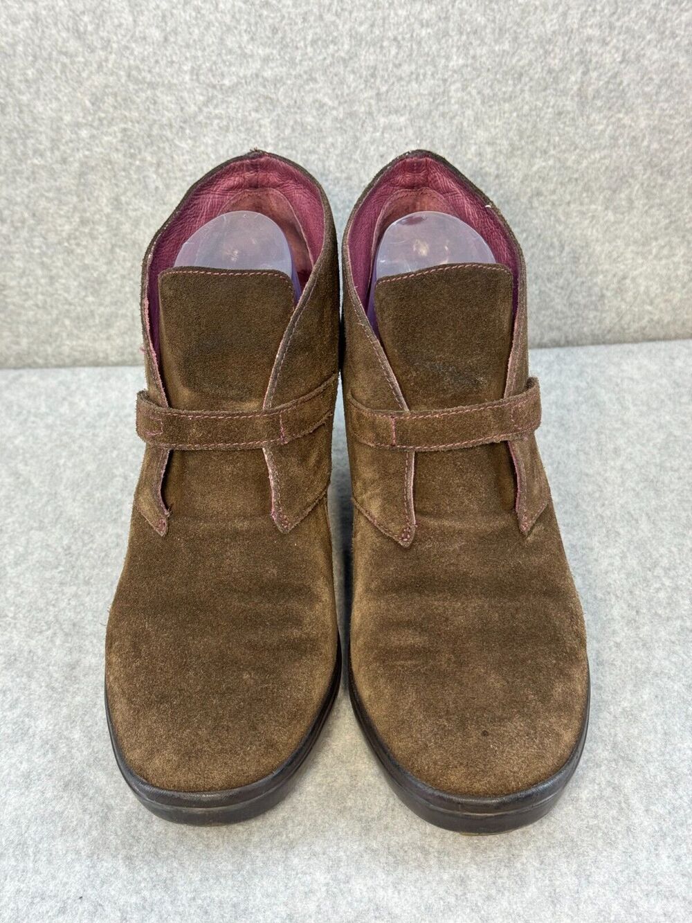 Tsubo Wedge Booties Decari Brown Suede Hook & Loop Ankle Boots Womens Size 10
